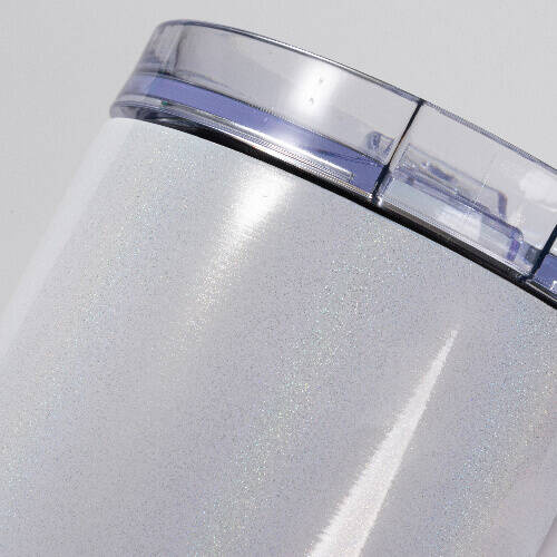 Tazza in acciaio inox da 1200 ml con coperchio e cannuccia per sublimazione - bianco cangiante