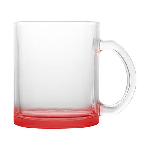 Tazza in vetro da 330 ml per sublimazione - con fondo rosso