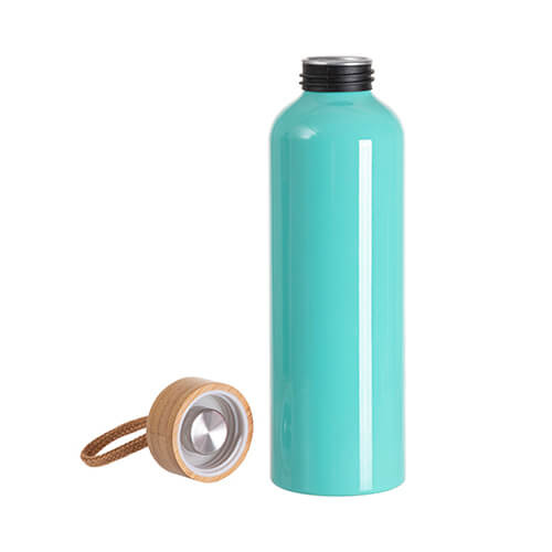 Borraccia in alluminio da 600 ml con coperchio in bambù per sublimazione - menta