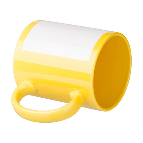 Tazza Giallo 330 ml con cornice bianca per sublimazione con una scatola di cartone