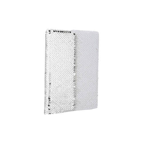 Quaderno A5 con una copertina con paillettes bicolore per sublimazione - argento