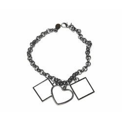 Bracciale con pendenti a cuore e due quadrati stampabili per stampa sublimatica   a trasferimento termico