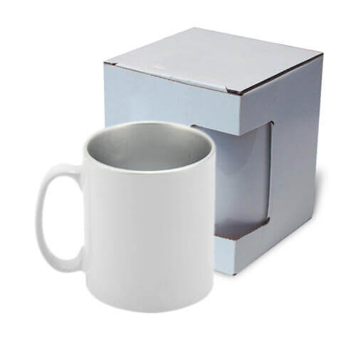 Tazza 300 ml con interno argento, lucido con la scatola Sublimazione Termostampa