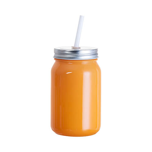 Tazza in vetro 450 ml Mason Jar Full Color senza manico per sublimazione - arancia