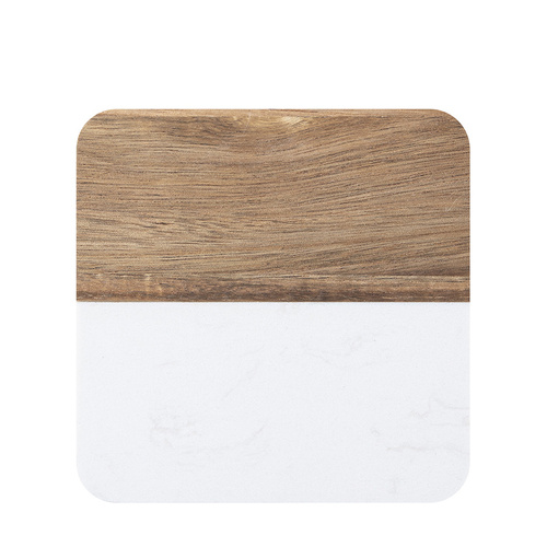 Set di 4 sottobicchieri quadrati in marmo e legno per incisione