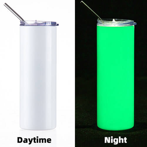 Tazza da 600 ml con cannuccia per sublimazione - verde brillante al buio