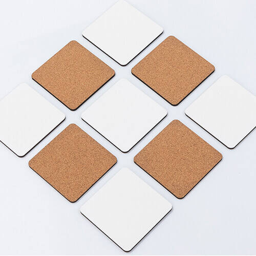 Mug pad in cartone rigido e sughero per sublimazione - 9,5 x 9,5 cm