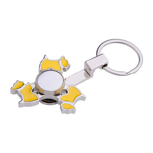 Portachiavi in metallo - spinner per sublimazione - Dog - giallo