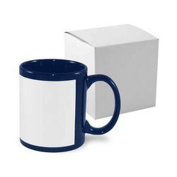 Tazza blu scuro con area bianca con la scatola Sublimazione Termostampa