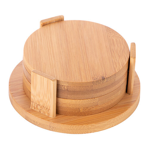 Set di 4 sottobicchieri per tazza in bambù per sublimazione - cerchio