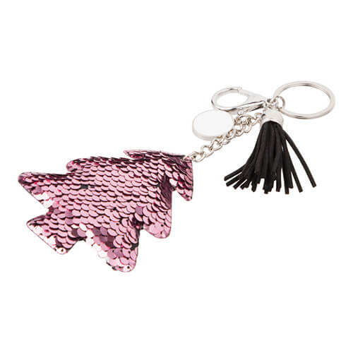 Portachiavi sublimazione - albero di Natale rosa