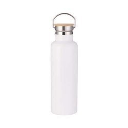 Thermos in acciaio inossidabile 750 ml con tappo avvitabile in bambù da sublimare - bianco