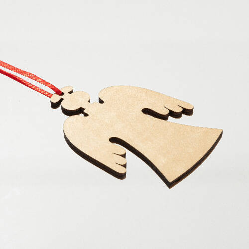 Ciondolo albero di Natale in legno per sublimazione - Angelo