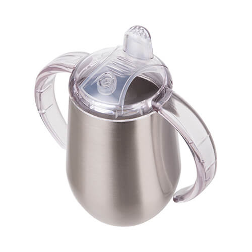 Tazza antigoccia 300 ml di acciaio inox Sublimazione Termostampa - argento