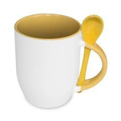 Tazza con cucchiaino giallo JS Coating Sublimazione Termostampa