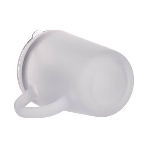 Una tazza in vetro smerigliato da 400 ml con un coperchio e una cannuccia per la sublimazione