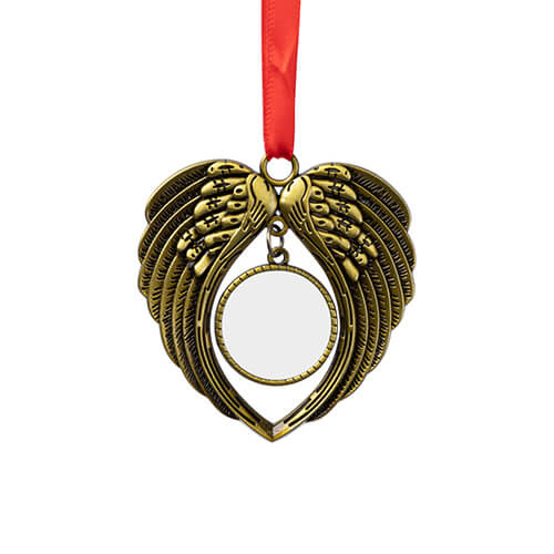Ciondolo albero di Natale in metallo per sublimazione - ali d'oro