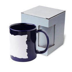 Tazza blu scuro con area bianca con la scatola Sublimazione Termostampa