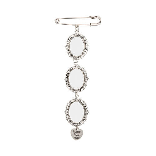 Spilla tripla ovale - spilla da balia con ciondolo a forma di cuore per sublimazione