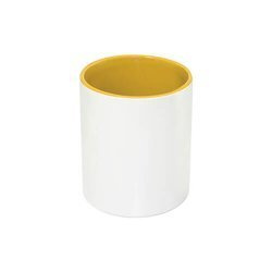 Portapenne in ceramica con interno giallo per sublimazione