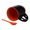 Tazza magico con cucchiaino Sublimazione Termostampa nero opaco con l’interno arancione