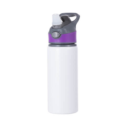 Borraccia in alluminio bianco da 650 ml con tappo a vite con inserto Viola per la sublimazione