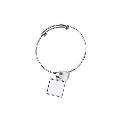 Bracciale con sfera, cuore di cristallo e pendente quadrato per stampa sublimatica