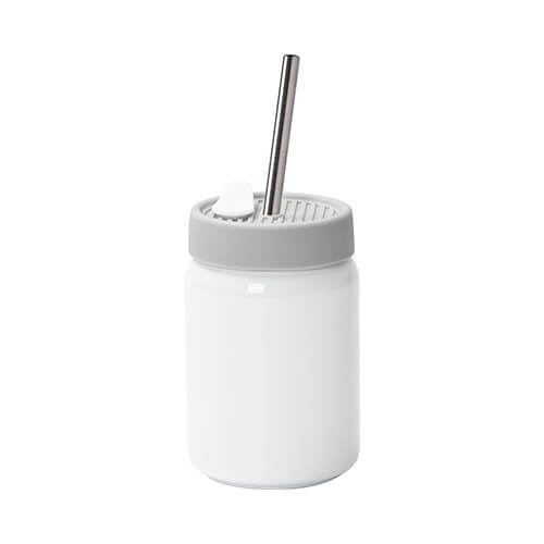 Mug in acciaio da 480 ml con coperchio in silicone grigio per sublimazione
