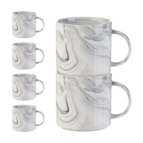 Set di 6 tazze da 350 ml per sublimazione - marmo Grigio