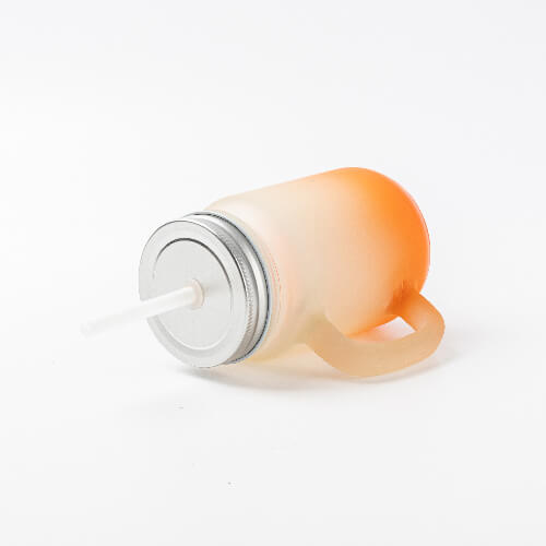 Tazza in vetro smerigliato Mason Jar per sublimazione - sfumatura arancia