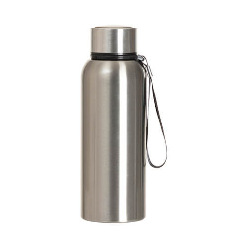 Bottiglia in acciaio inox da 600 ml con manico a corda - argento