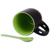 Tazza magico con cucchiaino Sublimazione Termostampa nero opaco con l’interno verde chiaro