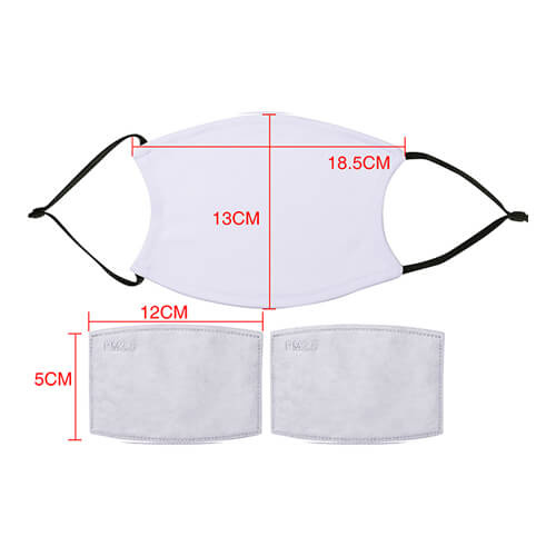 Maschera grande per viso per sublimazione con filtro /gomme nere/