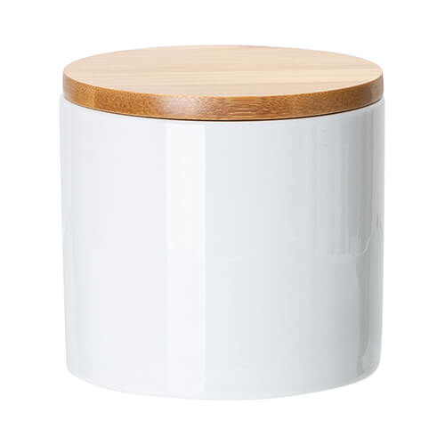 Contenitore in ceramica da 480 ml con coperchio in legno per sublimazione