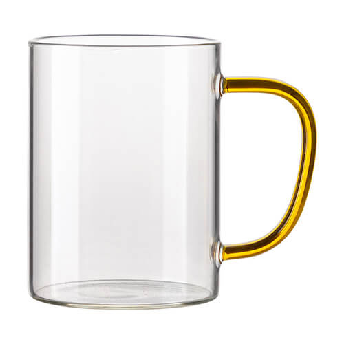 Vetro da 450 ml con manico Giallo per sublimazione