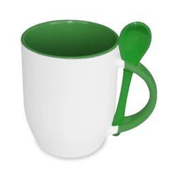 Tazza con cucchiaino verde JS Coating Sublimazione Termostampa
