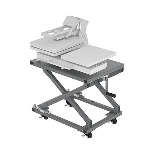 Supporto universale regolabile per termopressa su ruote