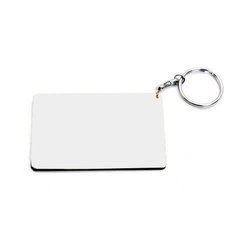 Portachiavi in Plastica Rettangolare 83 x 52 mm Bianco con Bordo Nero Sublimazione Trasferimento termico