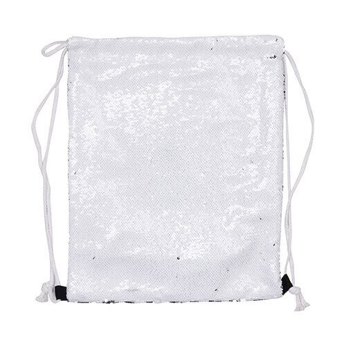 Sacca da portare in spalla 36 x 45 cm con paillettes per la sublimazione - bianca