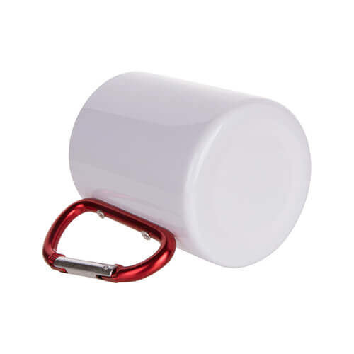 Tazza in metallo 300 ml con moschettone Sublimazione Termostampa - bianco