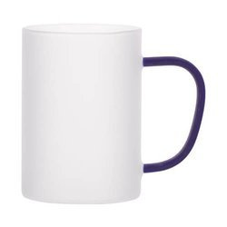Vetro smerigliato da 360 ml con manico blu navy per sublimazione