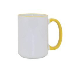 Tazza MAX 450 ml con il manico giallo Sublimazione Termostampa