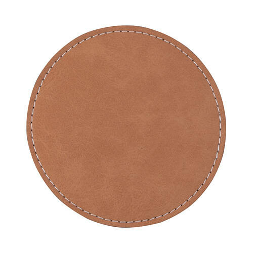 Sottobicchiere rotondo in pelle per sublimazione - Marrone