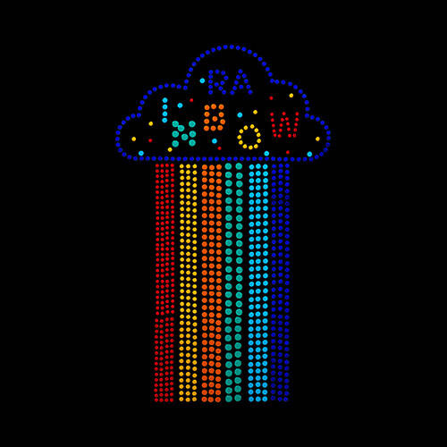 Foglio con zirconi per trasferimento termico - piccolo arcobaleno