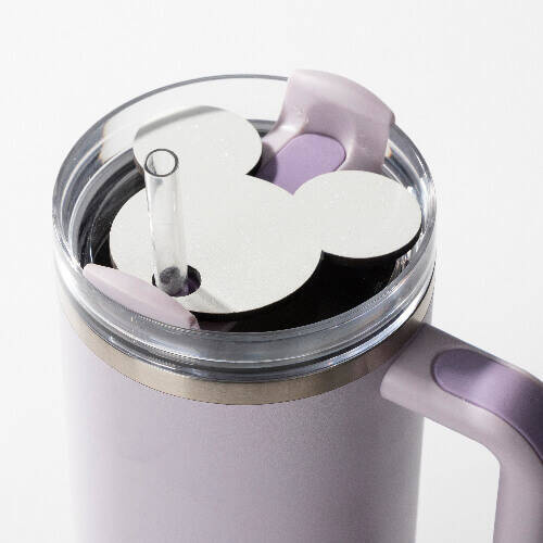 Targhetta con nome in fibra di legno con glitter per tazza per sublimazione da 1200 ml - Topolino