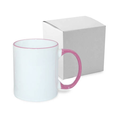 Tazza 330 ml con il manico rosa JS Coating con la scatola Sublimazione Termostampa
