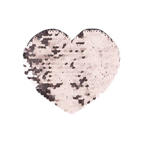 Patch paillettes cuore bicolore da sublimare - colore champagne 12 x 10,5 cm