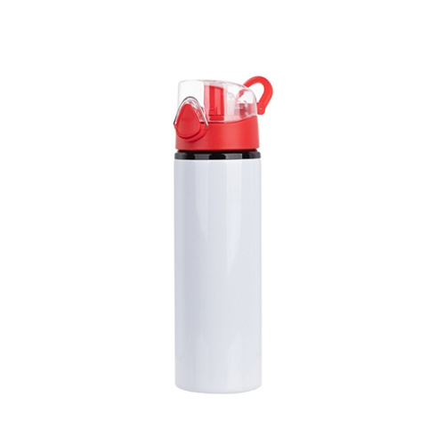 Borraccia in metallo da 750 ml - bianca con chiusura rossa - da sublimare