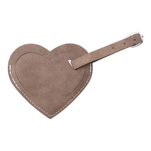 Etichetta bagaglio in pelle per sublimazione - cuore grigio