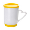 Tazza 360 ml con coperchio e sottobicchiere giallo Sublimazione Termostampa